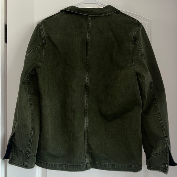 Alex Mill Britt Work Denim Jacket Size Medium in Herringbone Military Olive - Picture 7 of 11